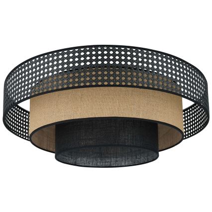 Brilagi - LED Ceiling light DAKOTA LUNETA LED/12W/230V d. 60 cm 3000K/4000K/6400K black/rattan