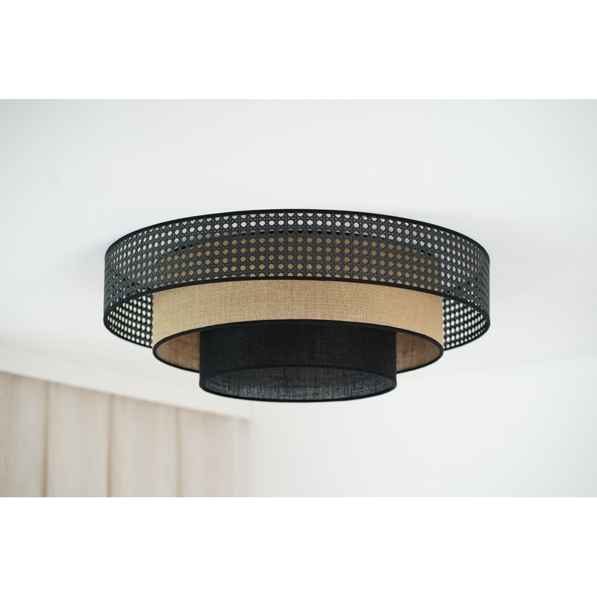Brilagi - LED Ceiling light DAKOTA LUNETA LED/12W/230V d. 60 cm 3000K/4000K/6400K black/rattan