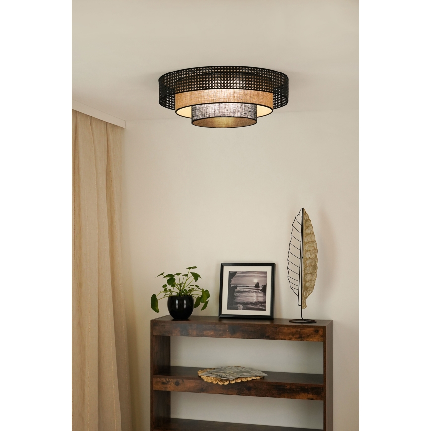 Brilagi - LED Ceiling light DAKOTA LUNETA LED/12W/230V d. 60 cm 3000K/4000K/6400K black/rattan