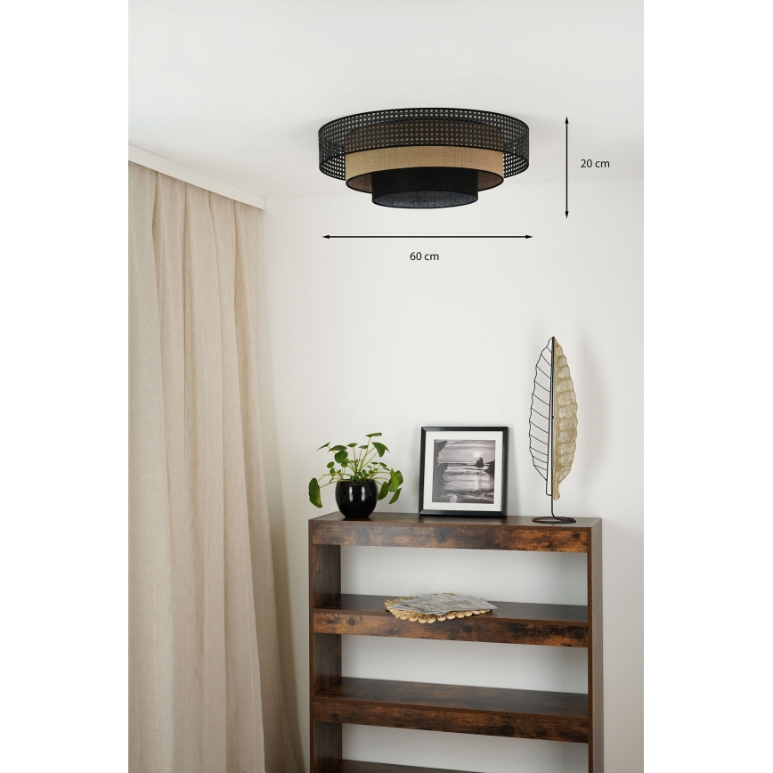 Brilagi - LED Ceiling light DAKOTA LUNETA LED/12W/230V d. 60 cm 3000K/4000K/6400K black/rattan