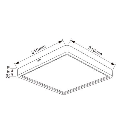 Brilagi - LED Ceiling Light ESTELA SQUARE LED/24W/230V 31x31 cm black