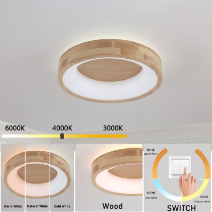 Brilagi - LED Ceiling Light FALCON WOOD LED/30W/230V 3000/4000/6000K Ø 45 cm wood