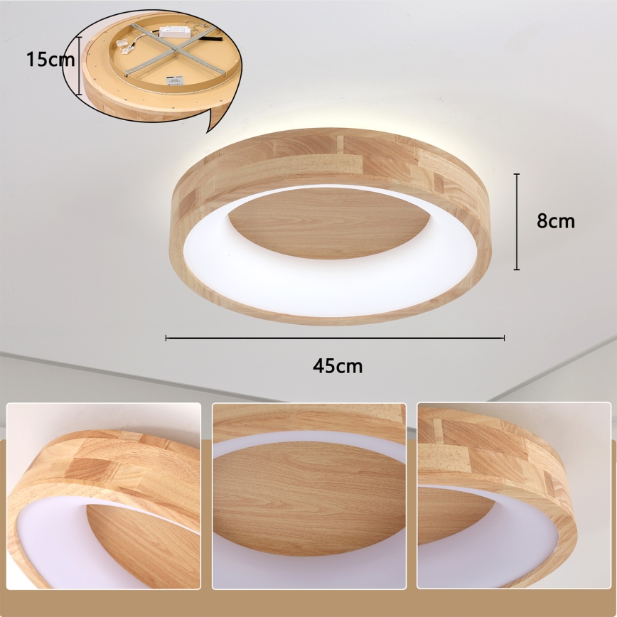 Brilagi - LED Ceiling Light FALCON WOOD LED/30W/230V 3000/4000/6000K Ø 45 cm wood