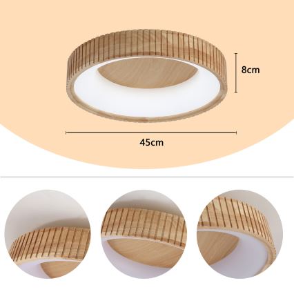 Brilagi - LED Ceiling Light FALCON WOOD MODERN LED/30W/230V 3000/4000/6000K Ø 45 cm wood