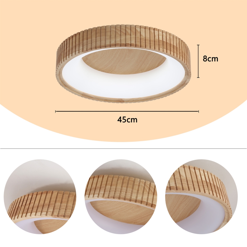 Brilagi - LED Ceiling Light FALCON WOOD MODERN LED/30W/230V 3000/4000/6000K Ø 45 cm wood