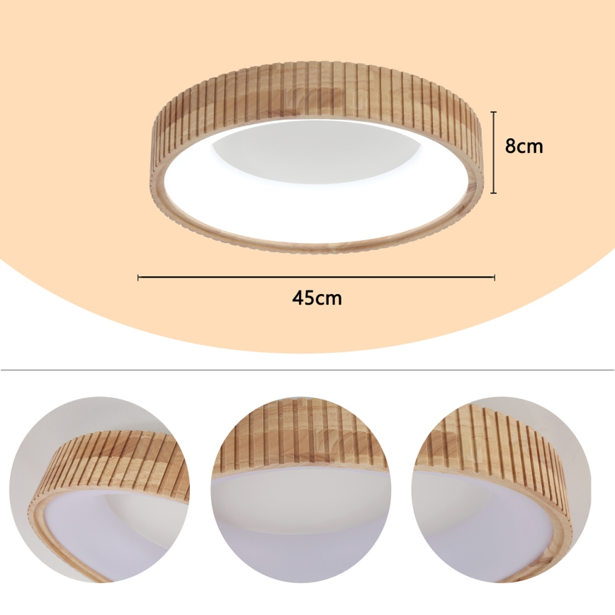 Brilagi - LED Ceiling Light FALCON WOOD MODERN LED/30W/230V 3000/4000/6000K Ø 45 cm Wood