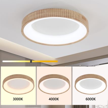 Brilagi - FALCON WOOD MODERN LED Ceiling Light 40W/230V 3000/4000/6000K Ø 60 cm Wood