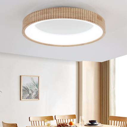 Brilagi - FALCON WOOD MODERN LED Ceiling Light 40W/230V 3000/4000/6000K Ø 60 cm Wood