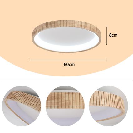 Brilagi - LED Ceiling Light FALCON WOOD MODERN LED/60W/230V 3000/4000/6000K dia. 80 cm wood