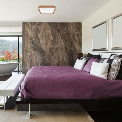 Brilagi - LED Dimmable ceiling light MANAROLA CUBIC LED/24W/230V 3000-6500K oak + remote control