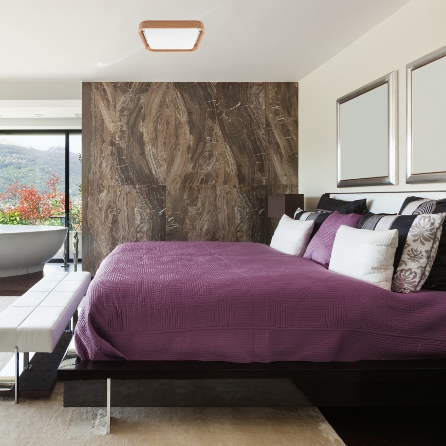 Brilagi - LED Dimmable ceiling light MANAROLA CUBIC LED/24W/230V 3000-6500K oak + remote control