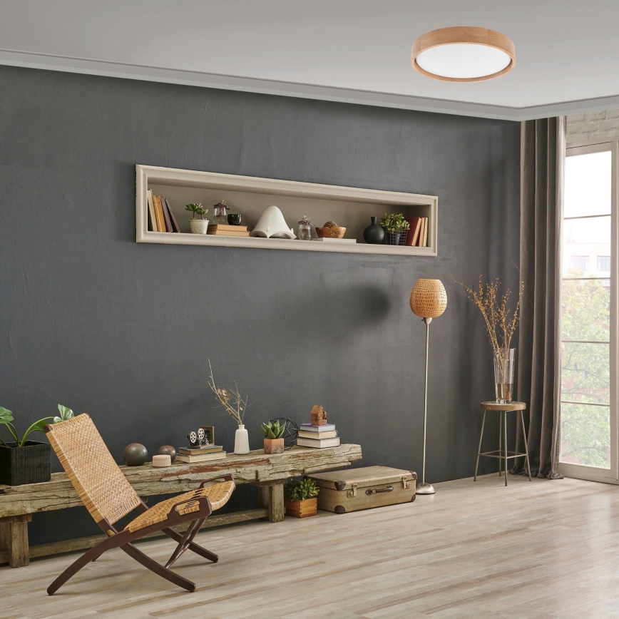 Brilagi - LED Ceiling light MANAROLA SIMPLE LED/24W/230V 3000K oak d. 41 cm
