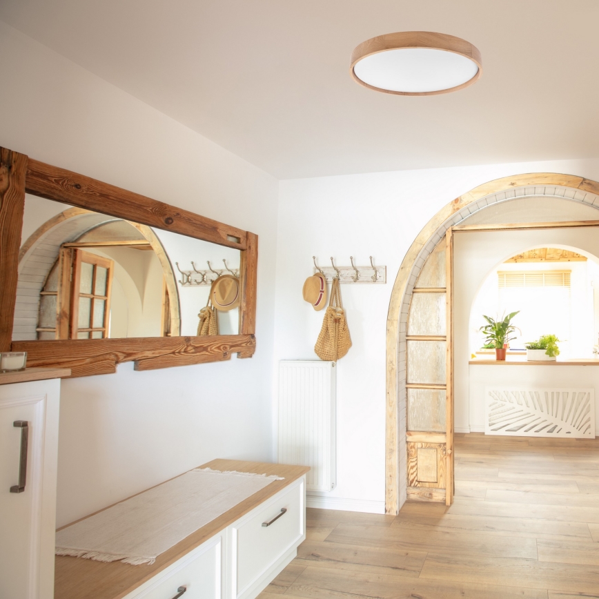 Brilagi - LED Dimmable ceiling light MANAROLA SMART LED/36W/230V 2700-6500K oak d. 51 cm Wi-Fi + remote control Tuya