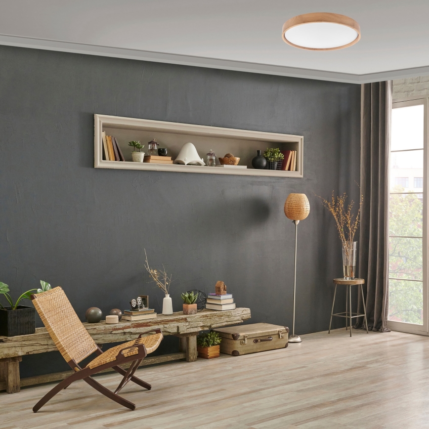 Brilagi - LED Dimmable ceiling light MANAROLA SMART LED/36W/230V 2700-6500K oak d. 51 cm Wi-Fi + remote control Tuya