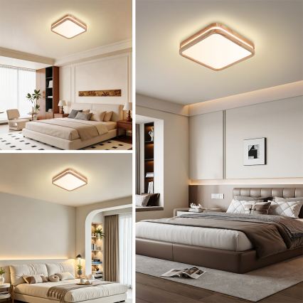 BRILAGI - MOLINA SQUARE LED Ceiling Light 32W/230V 3000/4000/6000K Oak 30x30 cm