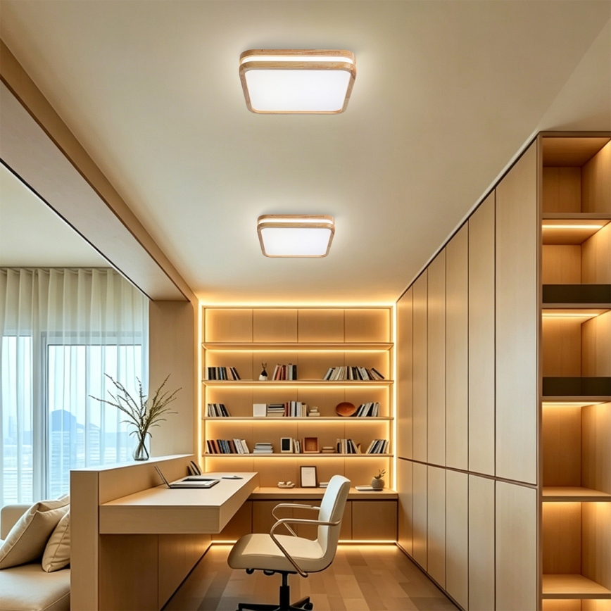 BRILAGI - MOLINA SQUARE LED Ceiling Light 32W/230V 3000/4000/6000K Oak 30x30 cm