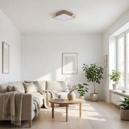 BRILAGI - LED ceiling light PILANA SQUARE LED/24W/230V oak/beige 32x32 cm