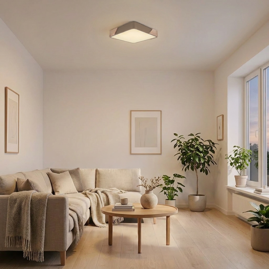 BRILAGI - LED ceiling light PILANA SQUARE LED/24W/230V oak/beige 32x32 cm