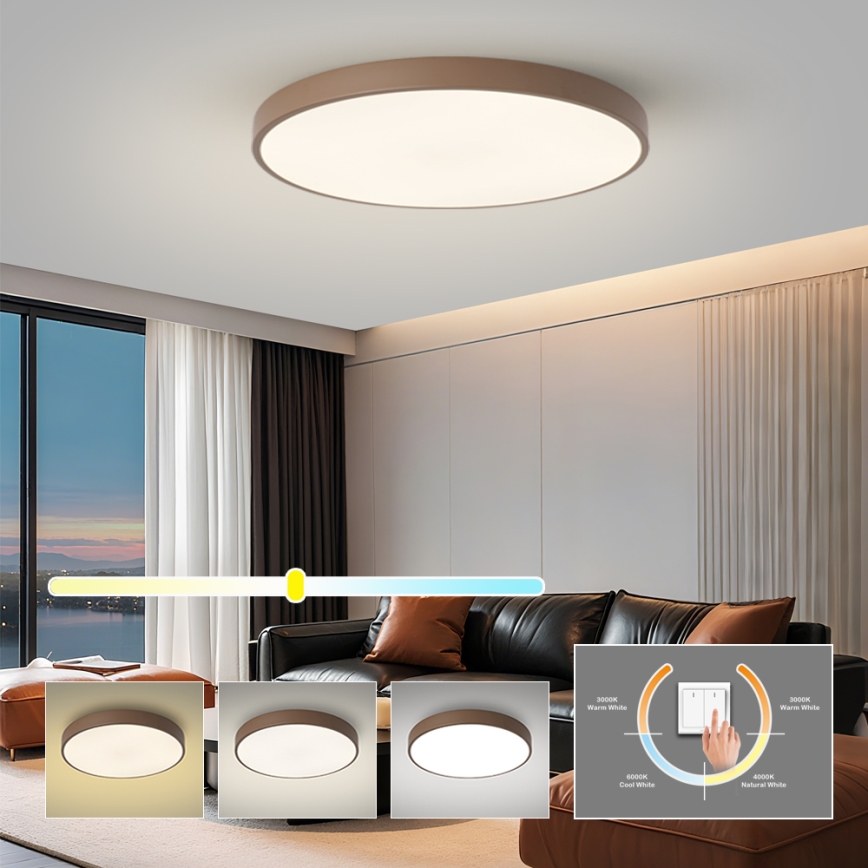 Brilagi - POOL LED Ceiling Light 100W/230V, 3000/4000/6000K, Ø 80 cm, Brown