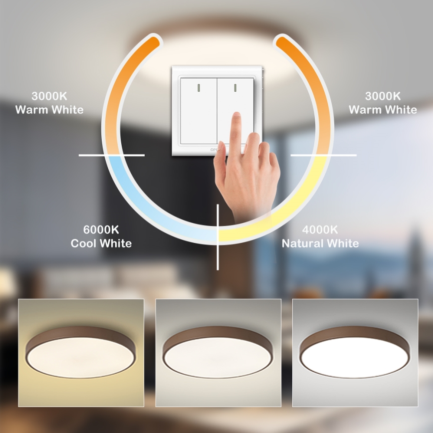 Brilagi - POOL LED Ceiling Light 100W/230V, 3000/4000/6000K, Ø 80 cm, Brown
