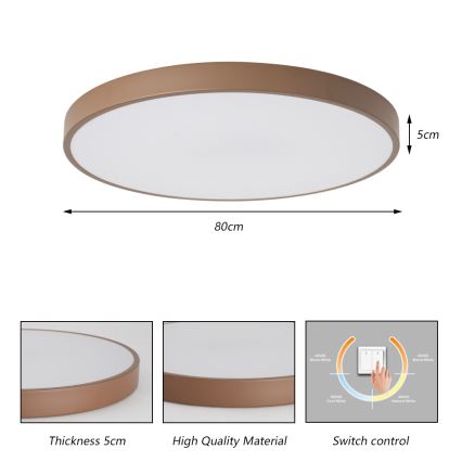 Brilagi - POOL LED Ceiling Light 100W/230V, 3000/4000/6000K, Ø 80 cm, Brown