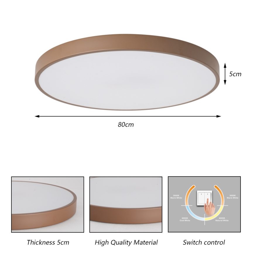Brilagi - POOL LED Ceiling Light 100W/230V, 3000/4000/6000K, Ø 80 cm, Brown