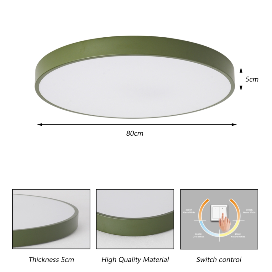 Brilagi - POOL LED Ceiling Light, 100W, 230V, 3000/4000/6000K, Ø 80 cm, Green