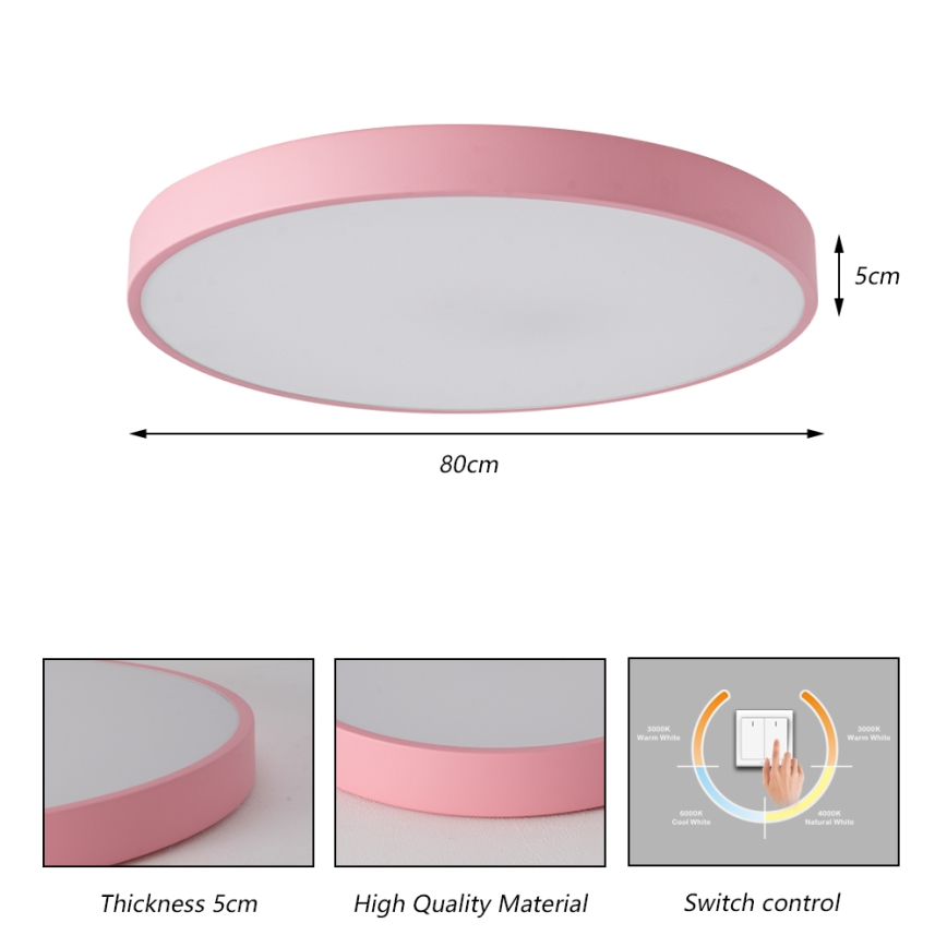 Brilagi - POOL LED Ceiling Light LED/100W/230V 3000/4000/6000K Ø 80 cm Pink