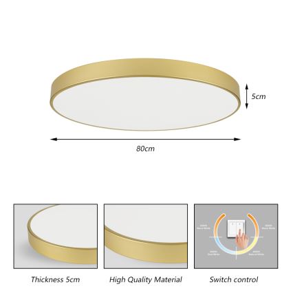 Brilagi - POOL LED Ceiling Light, 100W, 230V, 3000/4500/6000K, Ø 80 cm, Gold