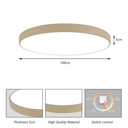 Brilagi - LED Ceiling Light POOL LED/128W/230V 3000/4000/6000K diameter 100 cm beige