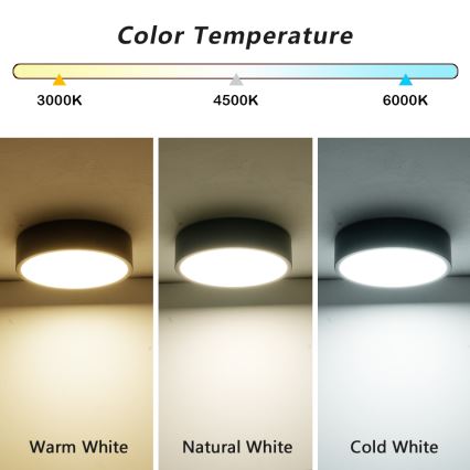 Brilagi - LED Ceiling Light POOL LED/18W/230V 3000/4500/6000K Ø 20 cm Black