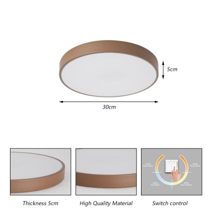 Brilagi - POOL LED Ceiling Light LED/36W/230V 3000/4000/6000K Ø 30 cm Brown