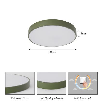 Brilagi - POOL LED Ceiling Light, 36W, 230V, Selectable 3000/4000/6000K, Ø 30 cm, Green