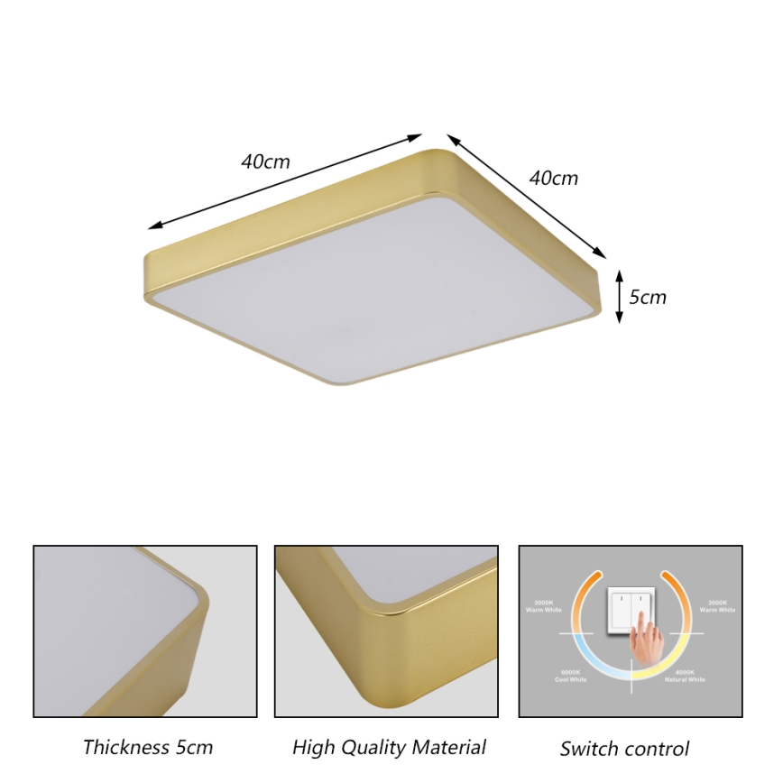 Brilagi - LED Ceiling Light POOL LED/36W/230V 3000/4000/6000K 40x40 cm gold