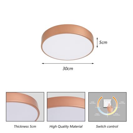 BRILAGI - LED ceiling light POOL LED/36W/230V 3000/4000/6000K Ø 30 cm copper