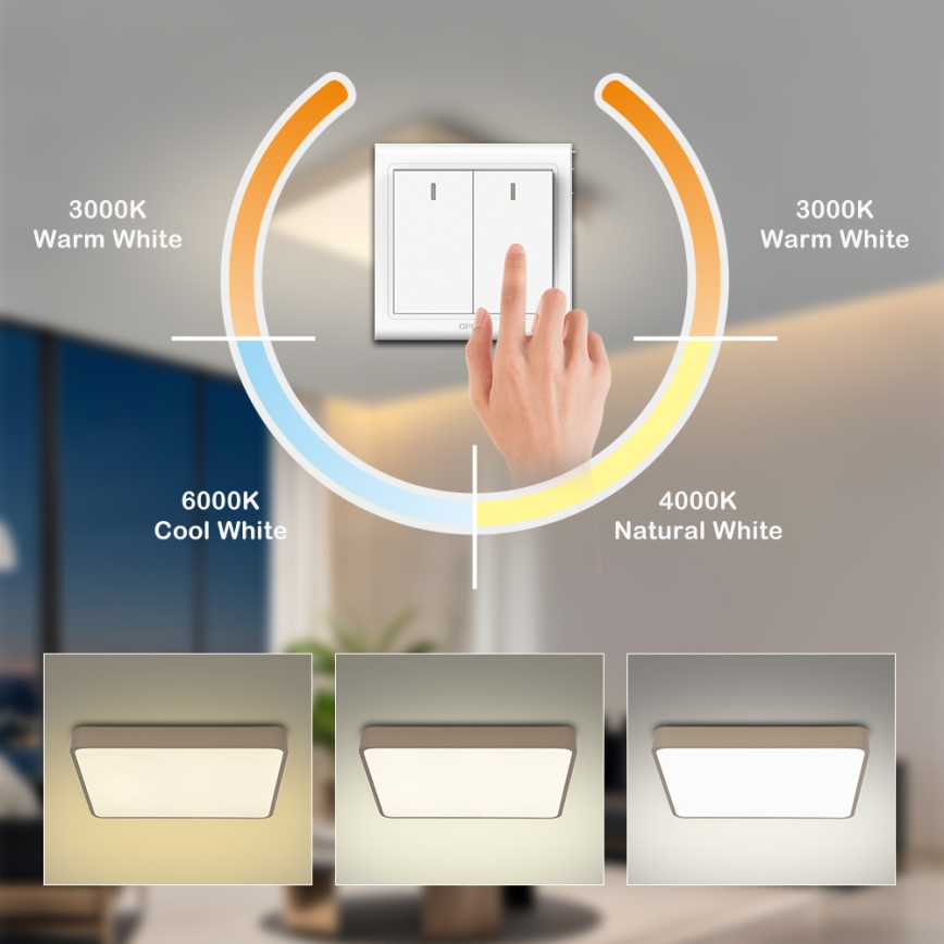 Brilagi - LED Ceiling Light POOL LED/36W/230V 3000/4500/6000K 40x40 cm beige