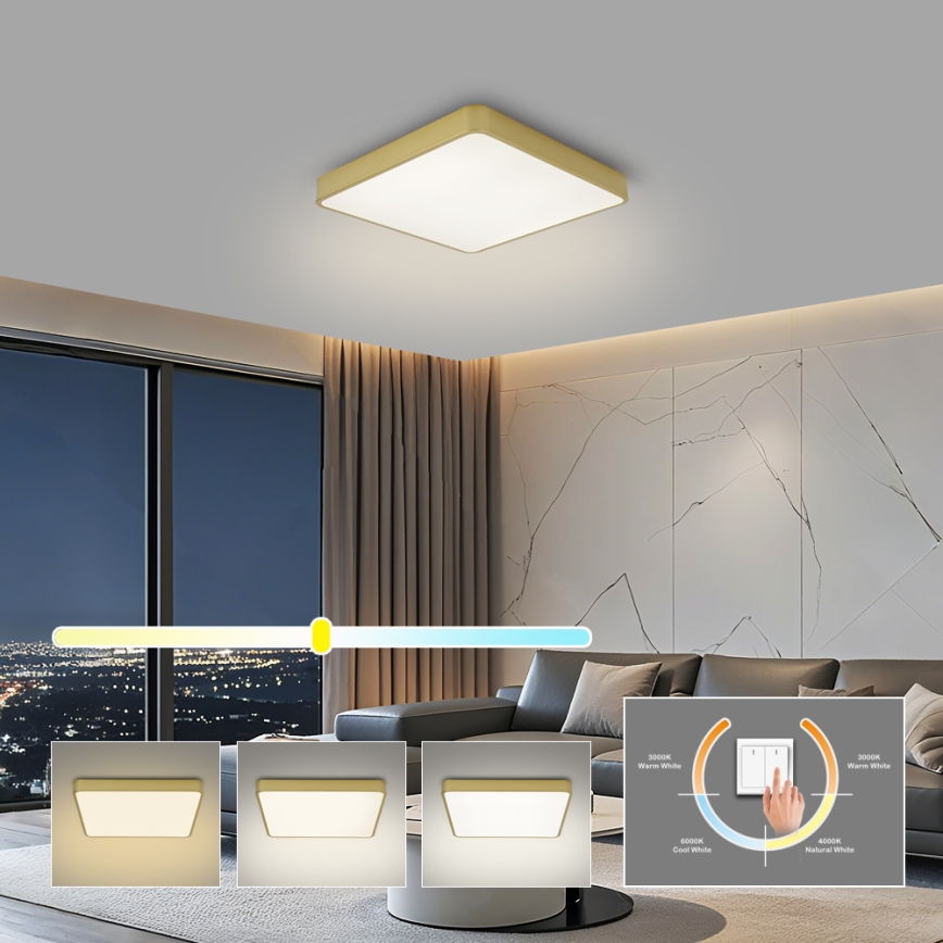 Brilagi - LED Ceiling Light POOL LED/36W/230V 3000/4500/6000K 40x40 cm gold