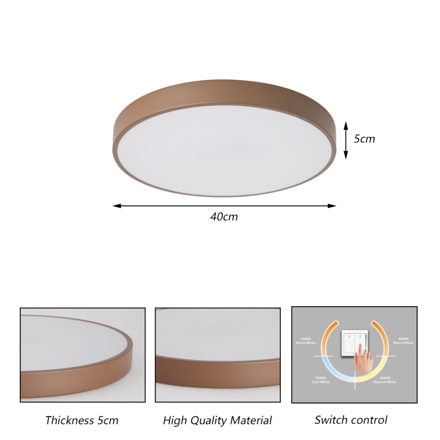 Brilagi - POOL LED Ceiling Light 48W/230V, CCT-selectable 3000/4000/6000K, Ø 40 cm, Brown