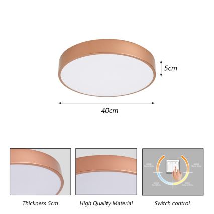 BRILAGI - LED Ceiling Light POOL LED/48W/230V 3000/4000/6000K Ø 40 cm Copper