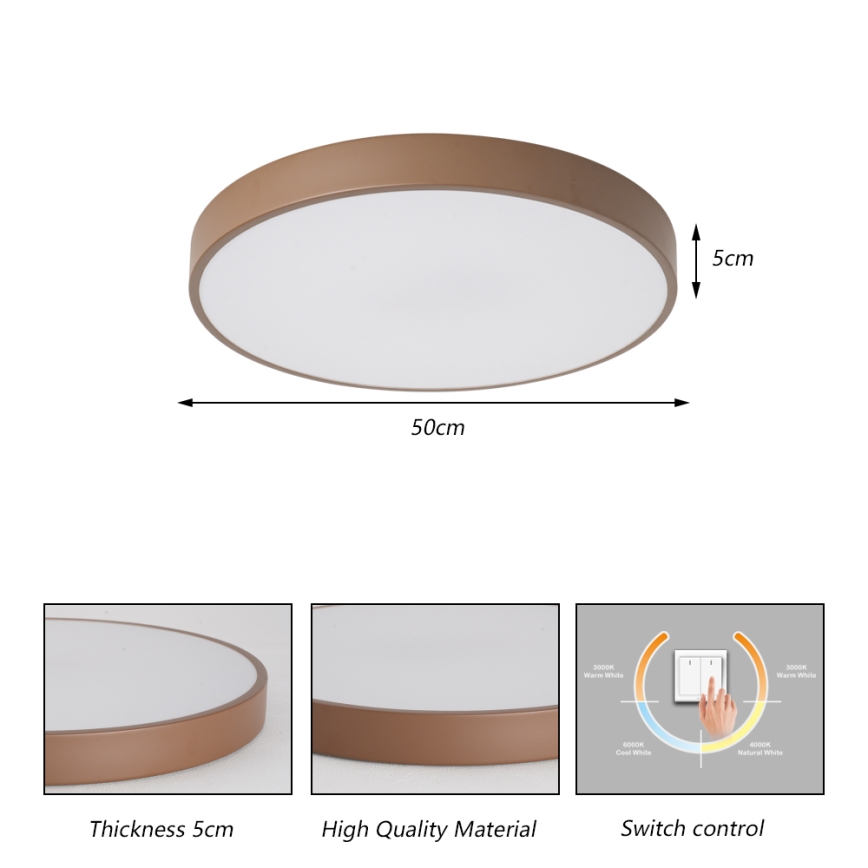 Brilagi - LED Ceiling Light POOL LED/60W/230V 3000/4000/6000K Ø 50 cm Brown