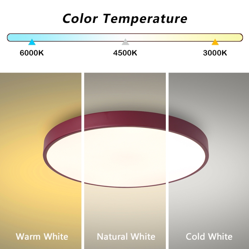 Brilagi - POOL LED Ceiling Light 60W/230V 3000/4000/6000K Ø 50 cm burgundy