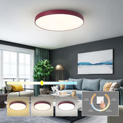 Brilagi - POOL LED Ceiling Light LED/60W/230V 3000/4000/6000K Ø 60 cm burgundy