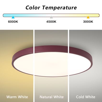 Brilagi - POOL LED Ceiling Light LED/60W/230V 3000/4000/6000K Ø 60 cm burgundy