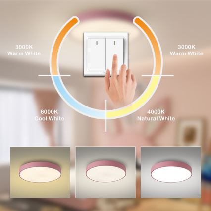 Brilagi - POOL LED Ceiling Light 60W/230V 3000/4000/6000K, Ø 60 cm, Pink