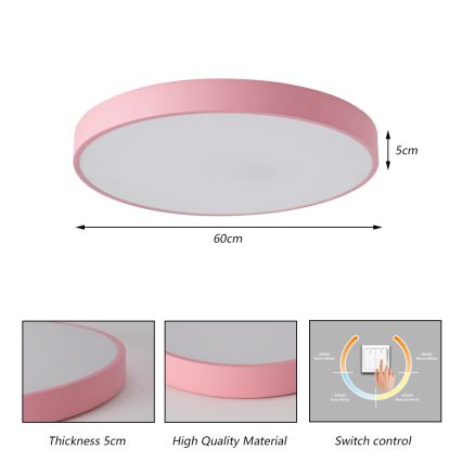 Brilagi - POOL LED Ceiling Light 60W/230V 3000/4000/6000K, Ø 60 cm, Pink