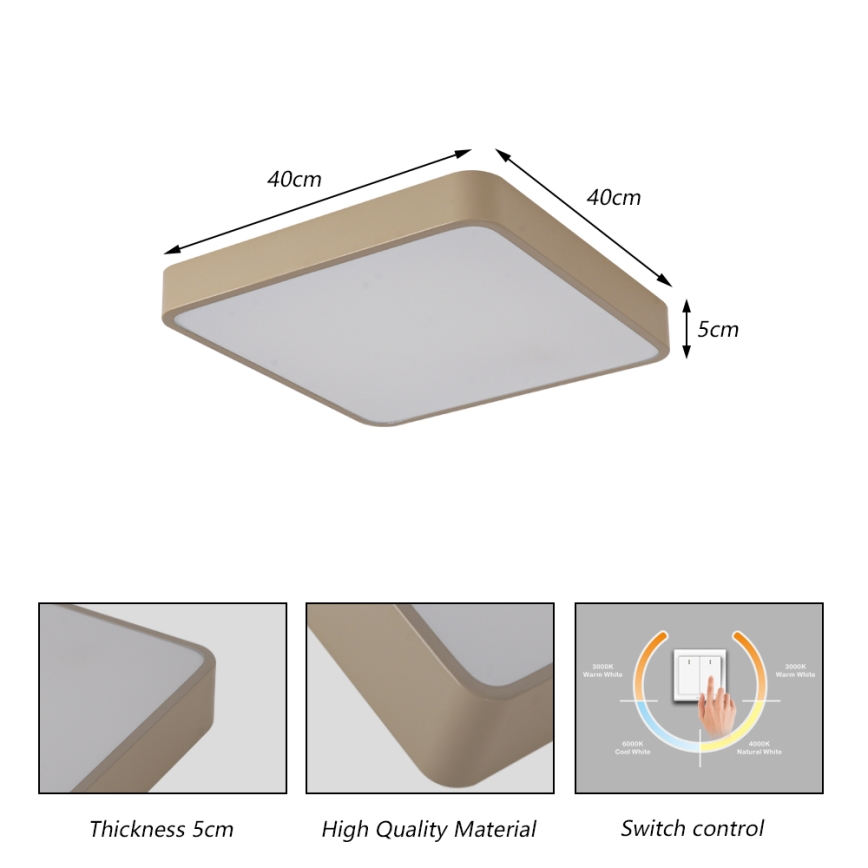 BRILAGI - LED Ceiling Light POOL SQUARE LED/36W/230V 3000/4000/6000K 40x40 cm beige