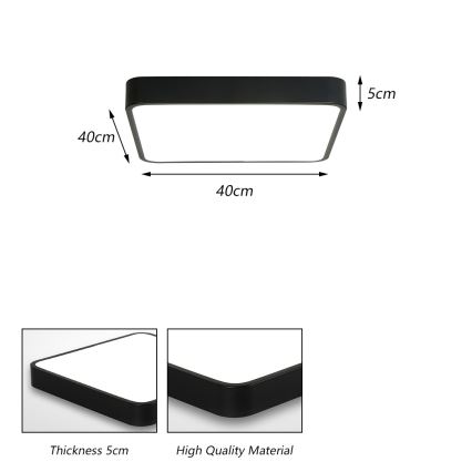 Brilagi - LED Ceiling light POOL SQUARE LED/36W/230V 3000/4500/6000K 40x40 cm black