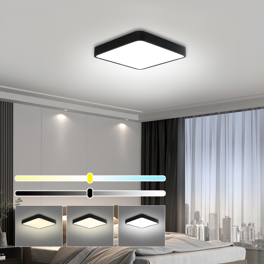 Brilagi - LED Ceiling Light POOL SQUARE LED/36W/230V 3000/4500/6000K 40x40 cm Black