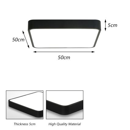 Brilagi - LED Ceiling light POOL SQUARE LED/48W/230V 3000/4500/6000K 50x50 cm black