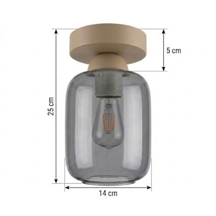 BRILAGI - LED Ceiling light RETRO GLASS 1xE27/60W/230V Ø 14 cm beige/smoky gray